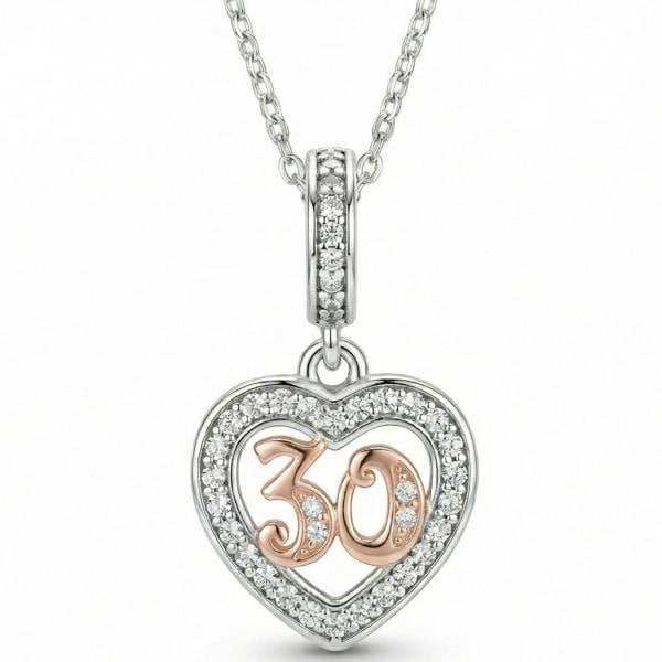 Parus Home 30th Birthday Sterling Silver Heart Necklace For Her