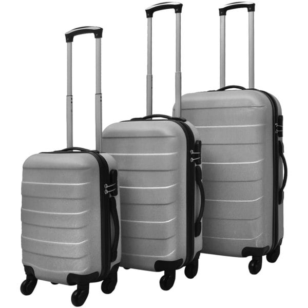 Berkfield Three Piece Hardcase Trolley Set Silver 45.5/55/66 cm