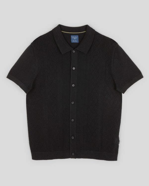 Steel & Jelly Bayswater - Embossed Stripe Knitted Short Sleeve Shirt