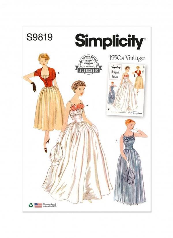 Simplicity Sewing Pattern 9819, Dresses, Jackets, Vintage Style for Women, K5 (8-10-12-14-16) - Intermediate