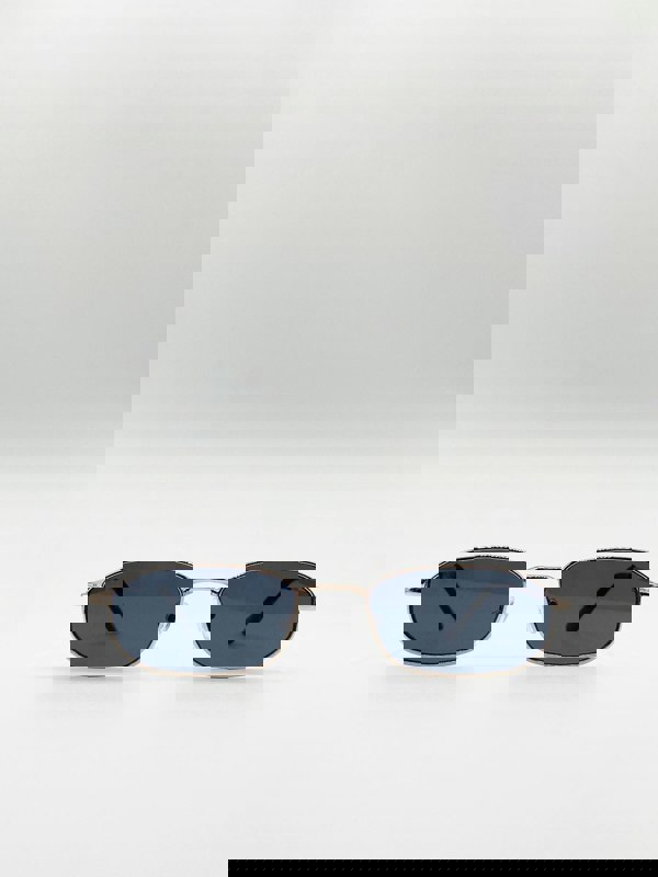 SVNX Slim Metal Frame Rectangle Sunglasses