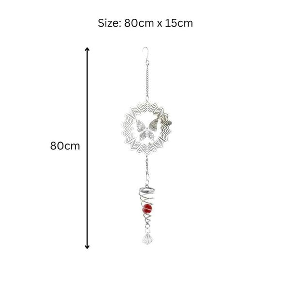 EDH Door Hardware Hummingbird Stainless Steel Hanging Spiral Spinner – 80cm x 15cm | 3D Kinetic Wind Sculpture for Garden, Patio & Home Décor