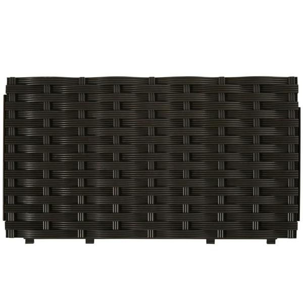 Dark brown rattan-style woven planter side panel with rectangular frame