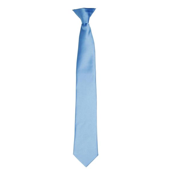 Premier Colours Mens Satin Clip Tie - Mid Blue