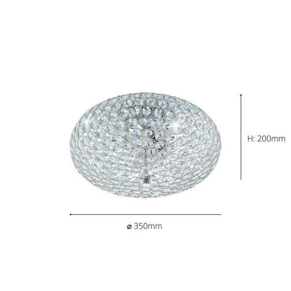 EGLO Clemente 2-Light Crystal And Chrome Ceiling Light