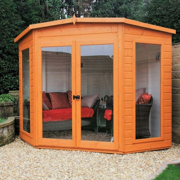Shire Barclay 7x7 Corner Summerhouse 12mm Interlock Cladding - Best Shed
