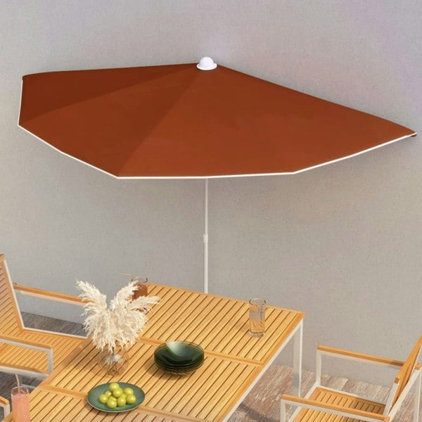 Berkfield Garden Half Parasol with Pole 180x90 cm Terracotta