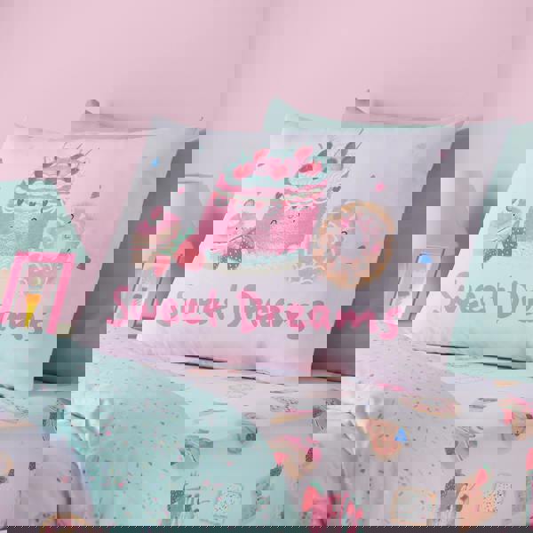 Catherine Lansfield Sweet Treats Reversible Duvet Cover Set Pink