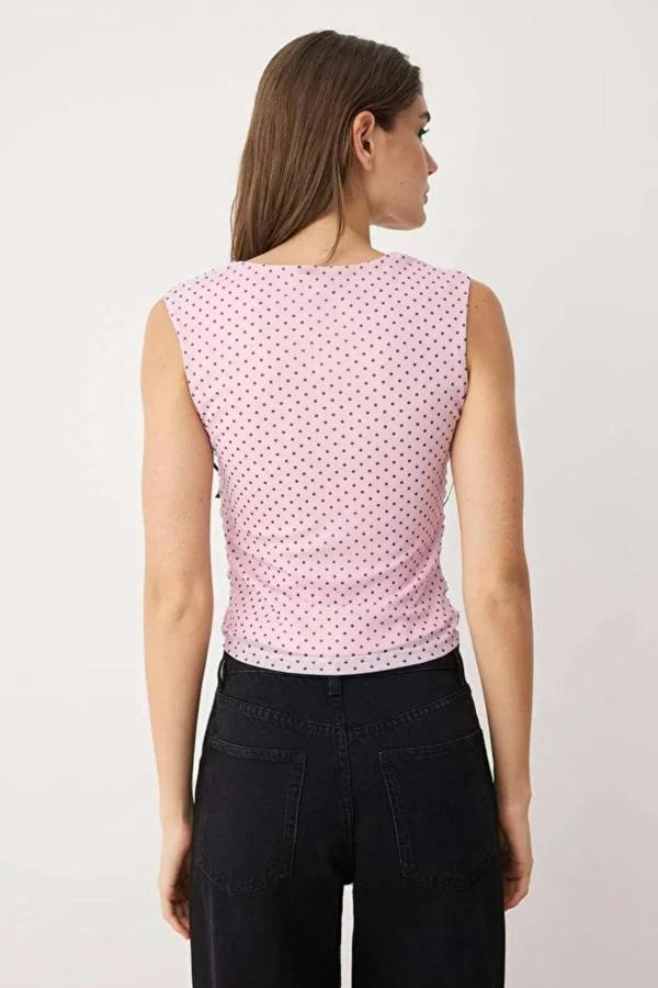Hoxton Gal Square Neck Mesh Lined Fitted Crop Top with Bow Detail