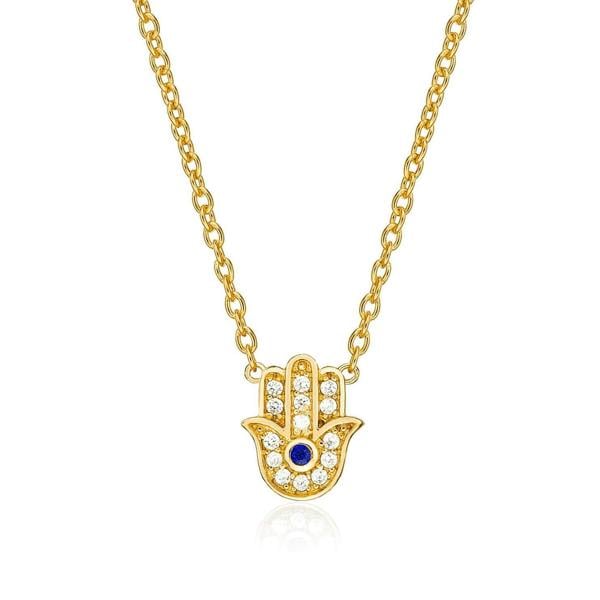 namana Gold Plated 925 Sterling Silver Hamza Pendant Necklace for Women