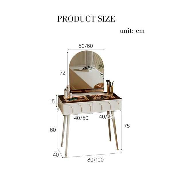 Aisha Slimline Dressing Table For Narrow Space, Cream-Rit Concept-Rit Concept