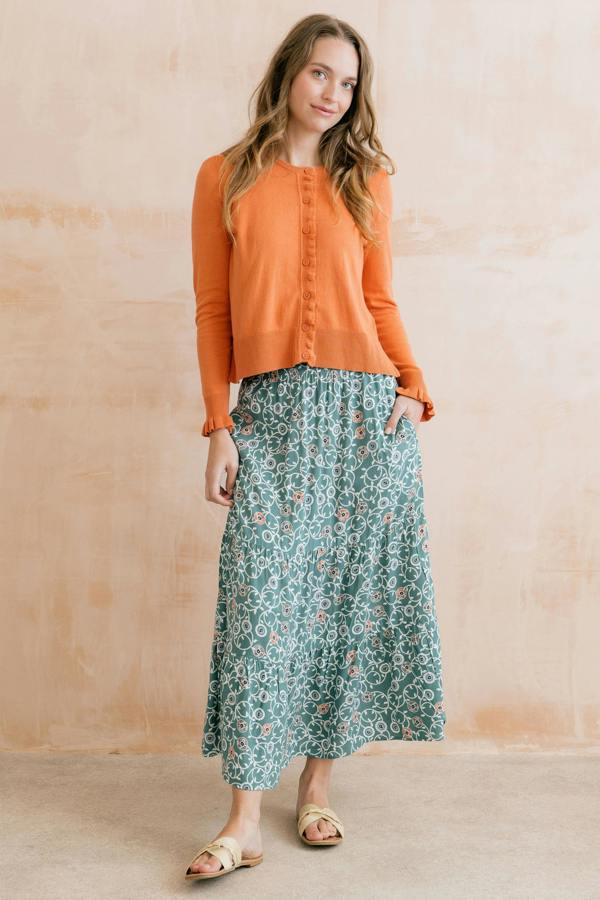Lily & Me Evie Printed Midi Skirt Ocean
