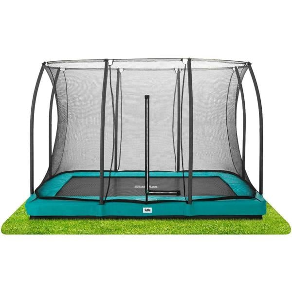 10ft x 7ft Salta Green Rectangular Comfort Edition Inground Trampoline with Enclosure - In Stock April