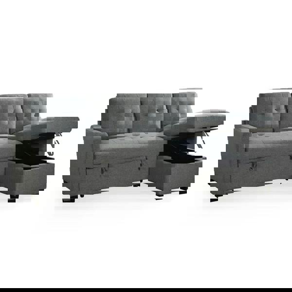 Furnishings For Less Arden Grey 3 Seater L Shaped Universal Sofa Bed With Storage Living Room
