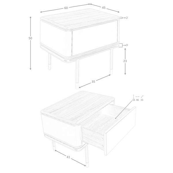 Angel Cerdá Bedside Table in Matt Dark Grey Wood, Black Steel and Walnut Top 7170