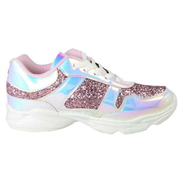 Pineapple Girls Pineapple Sparkly Casual Lace Up Trainers H2683