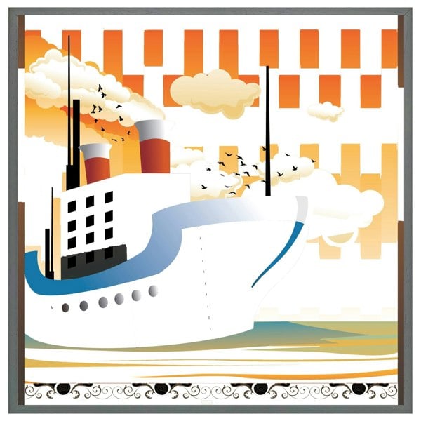 Benjamin Tate Design Art deco ship (picture Frame)