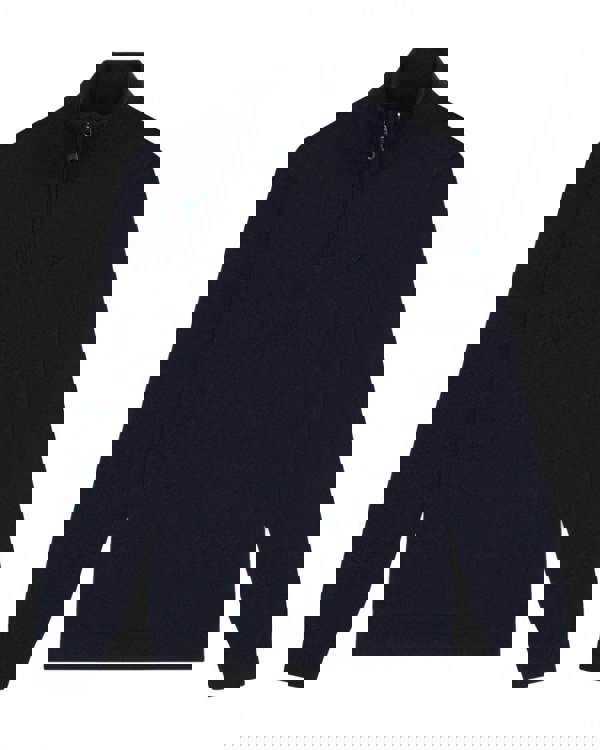 Lyle & Scott Tonal Eagle Merino Mens Quarter-Zip Jumper - Z271 Dark Navy