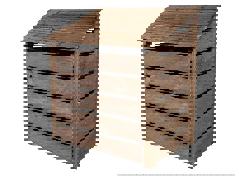 Arbor Garden Solutions Slatted Wooden Log Store with Door W-119cm, H-126cm or 180cm, D-88cm - Brown Finish