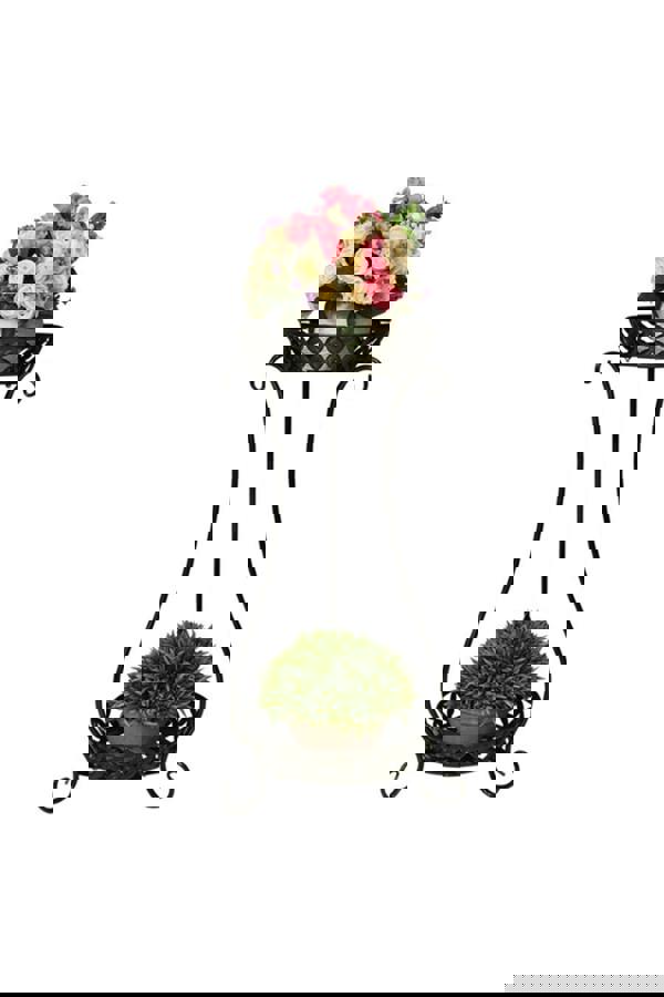 Living and Home 2 Tier Tall Vintage Metal Plant Stand Flower Holder Plant Pot Rack