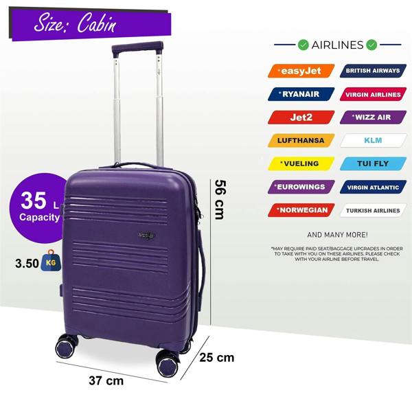 Eagle Luggage Hard Shell Cabin 4 Wheel Luggage TSA Travel Bag