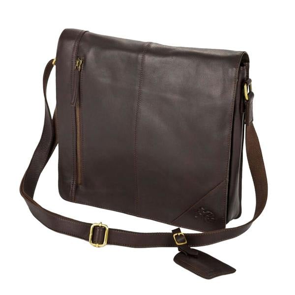Eastern Counties Leather Wide Messenger Bag - Brown