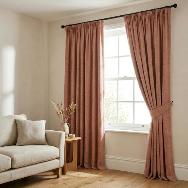 Toulouse made-to-measure curtains in Dusty, styled in a living room