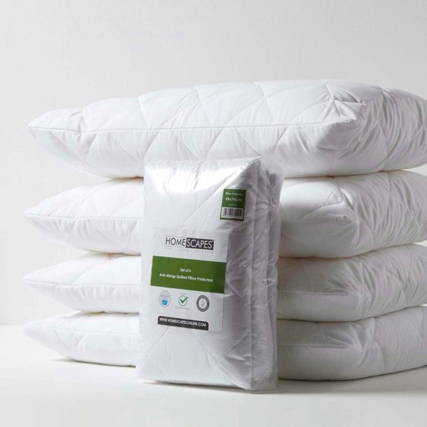 HOMESCAPES Anti Allergy Pillow Protectors, Pack of 4