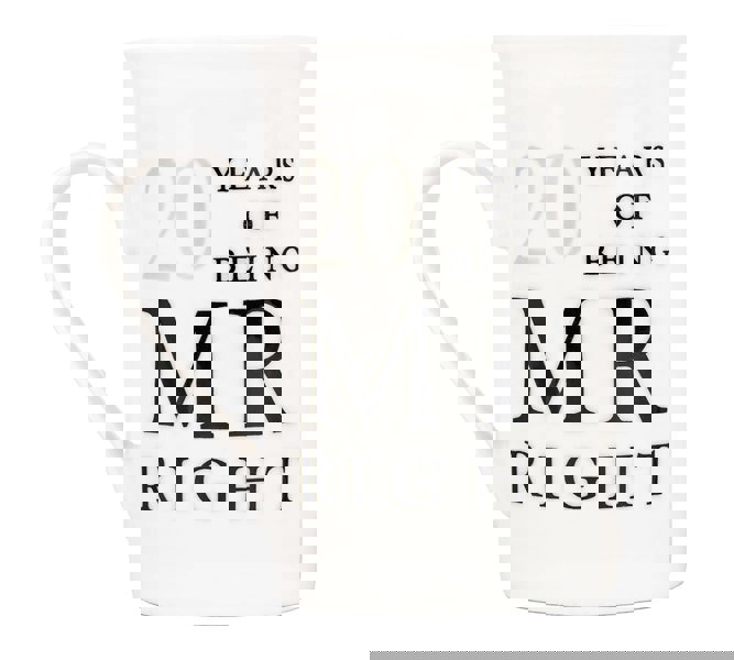Ivory White 20th Anniversary Mr Right & Mrs Always Right Ceramic Mug Gift Set Image 2