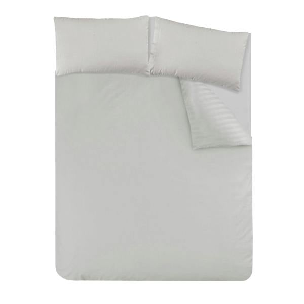 Smart Living Satin Stripe Duvet Cover With Pillowcases - Silver