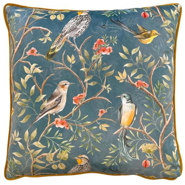 Wylder Chinoiserie Cushion Cover - Slate Blue - 