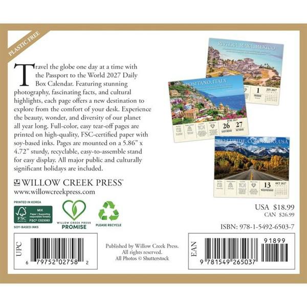 Passport to the World Desk Calendar 2027, Desk Calendars, Day To View, Travel, Gift