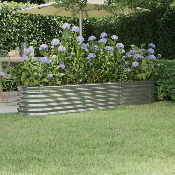 Berkfield Garden Raised Bed Powder-coated Steel 224x40x36 cm Silver