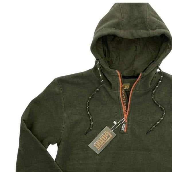 Game Trail half zip fleece hoodie with lined hood