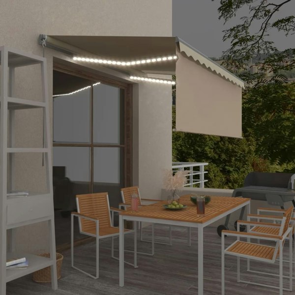 Berkfield Manual Retractable Awning with Blind&LED 3x2.5m Cream