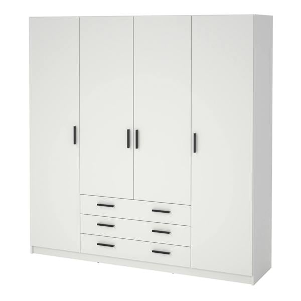 Furniture To Go Sprint Wardrobe with 4 Doors + 3 Drawers in White