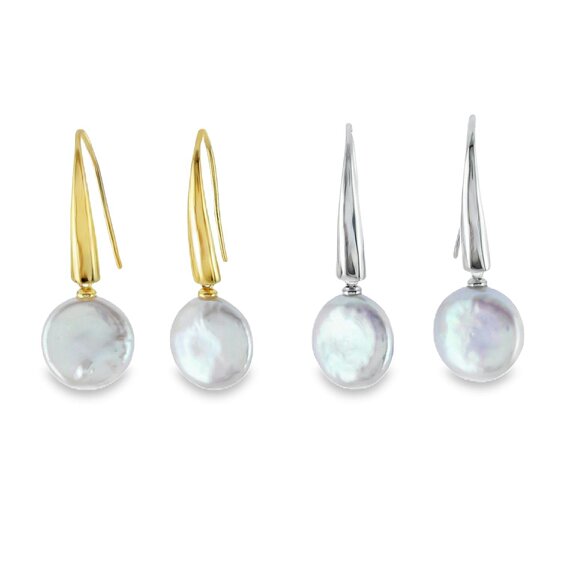 Reeves & Reeves Button Pearl Drop Earrings