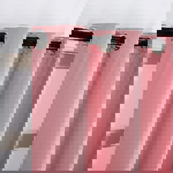 Pink Eyelet Curtains - Thermal Blackout Curtains  - 66 x 84 Inch Drop - 2 Panel Image 5