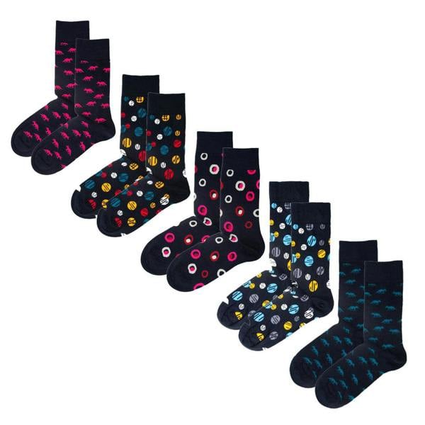 Jemsox Spot the Fox – 5 Pack Multi-Design Men’s Soft Cotton Socks