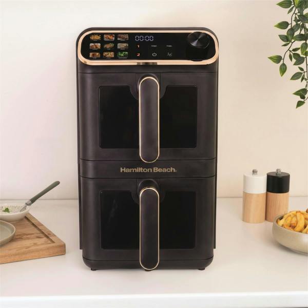 Hamilton Beach DualStack 11L Smart Air Fryer - Black & Brushed Brass