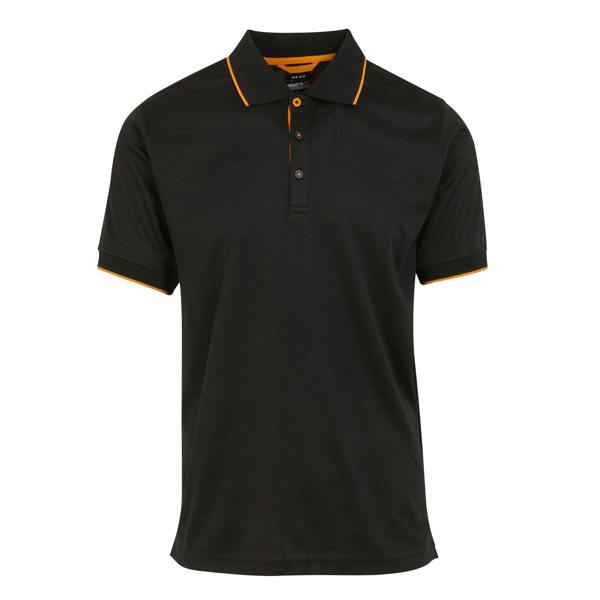 Regatta Professional Mens Short-Sleeved Polo Shirt - Black/Orange Pop - 