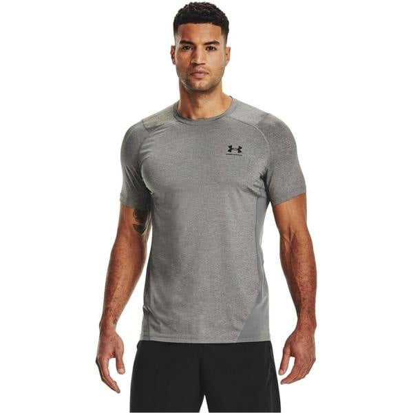 Under Armour Mens HeatGear Mesh Panel Fitted T-Shirt - Carbon Heather - 