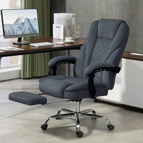 Vinsetto Massage Office Chair, Heated Reclining Desk Chair, Brown