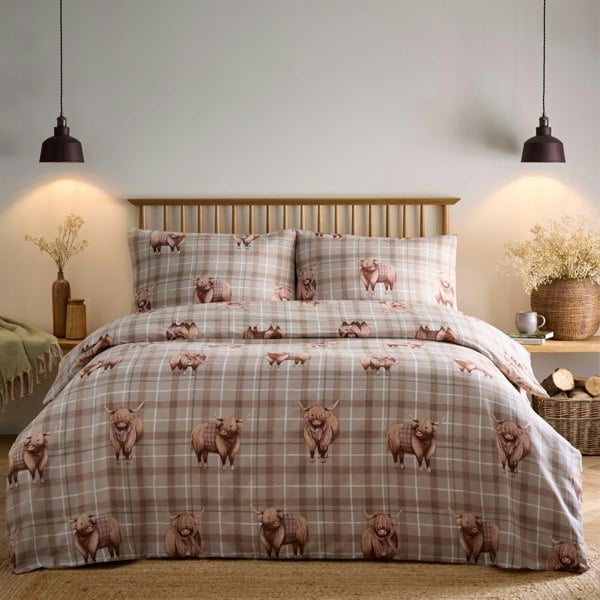Portfolio Home Highland Cow Natural Duvet Cover Set