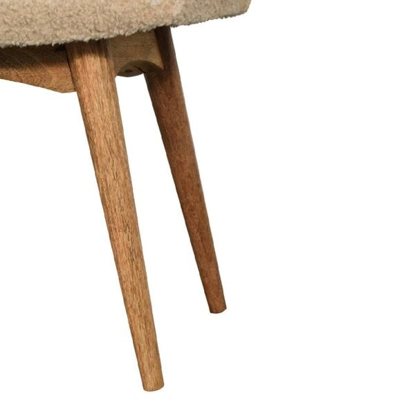 Wyld Haus Olbia Boucle Cream Curved Bench Mango Legs