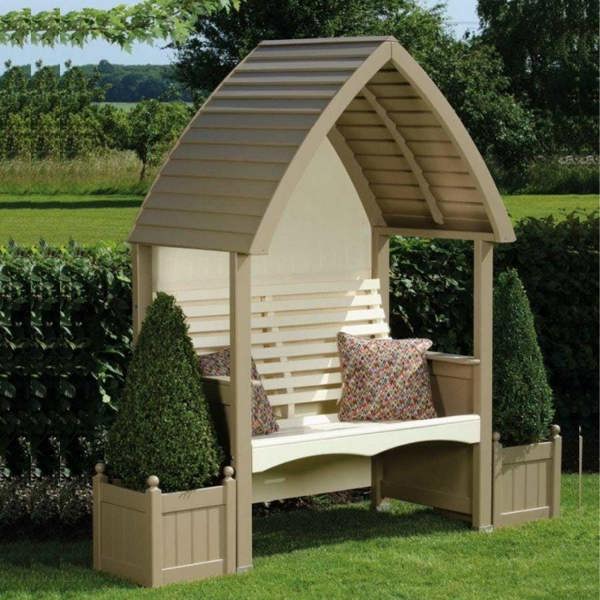 AFK Wooden Garden Arbour 'Cottage' In Nutmeg and Cream