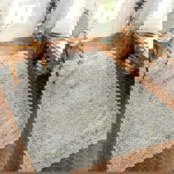 Livabliss Lillian-Washable Grey Blue Traditional Vintage Boho Rug