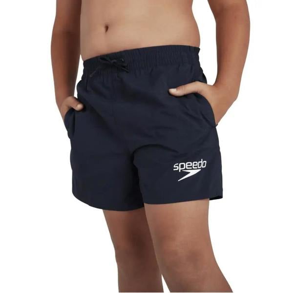 Navy Speedo Boys Essential 13’’ watershorts with white logo, pockets, comfy waistband