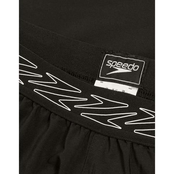 Black Speedo HyperBoom Band swim trunks with lightning bolt design