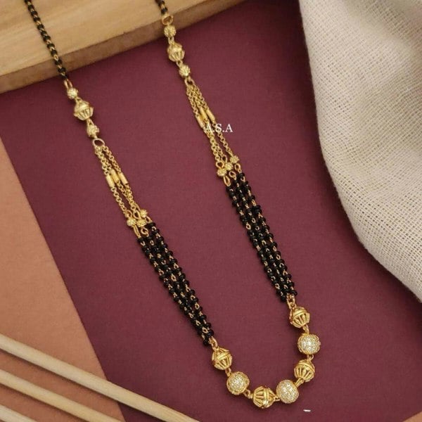 The Colourful Aura Gold Black Beaded Indian Asian Nazar Mangalsutra Choker Necklace